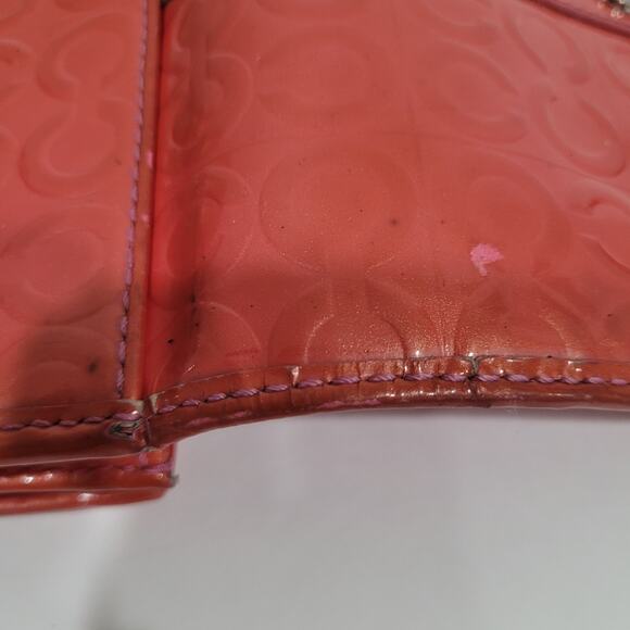 Coach Envelope Wallet Red Pink Large Patent Leather Convertible Bag Fair - Picture 8 of 11